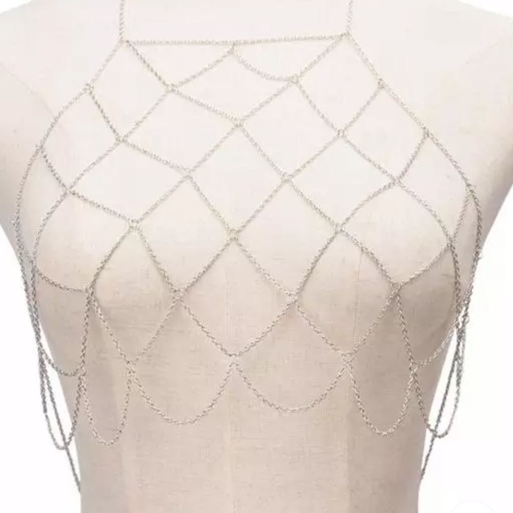 Halter Style Bikini Chain, Silvertone or Goldtone - Picture 4 of 8